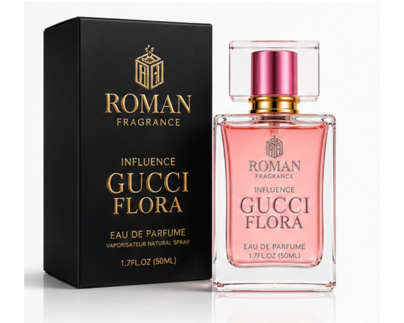 Roman Fragrance Gucci Flora Influence Eau De Parfum bottle close-up